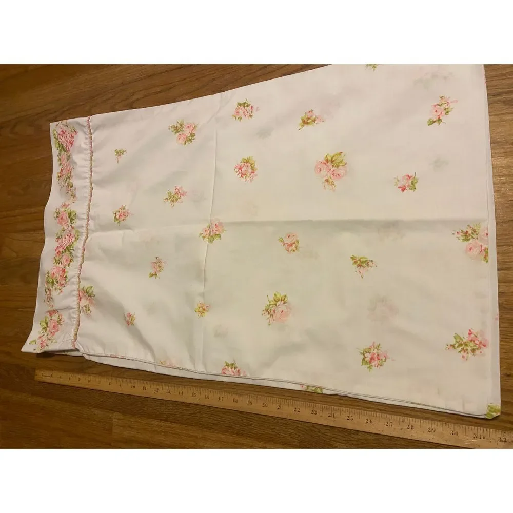 Vintage 2 pillowcases white pink‎ modified lot